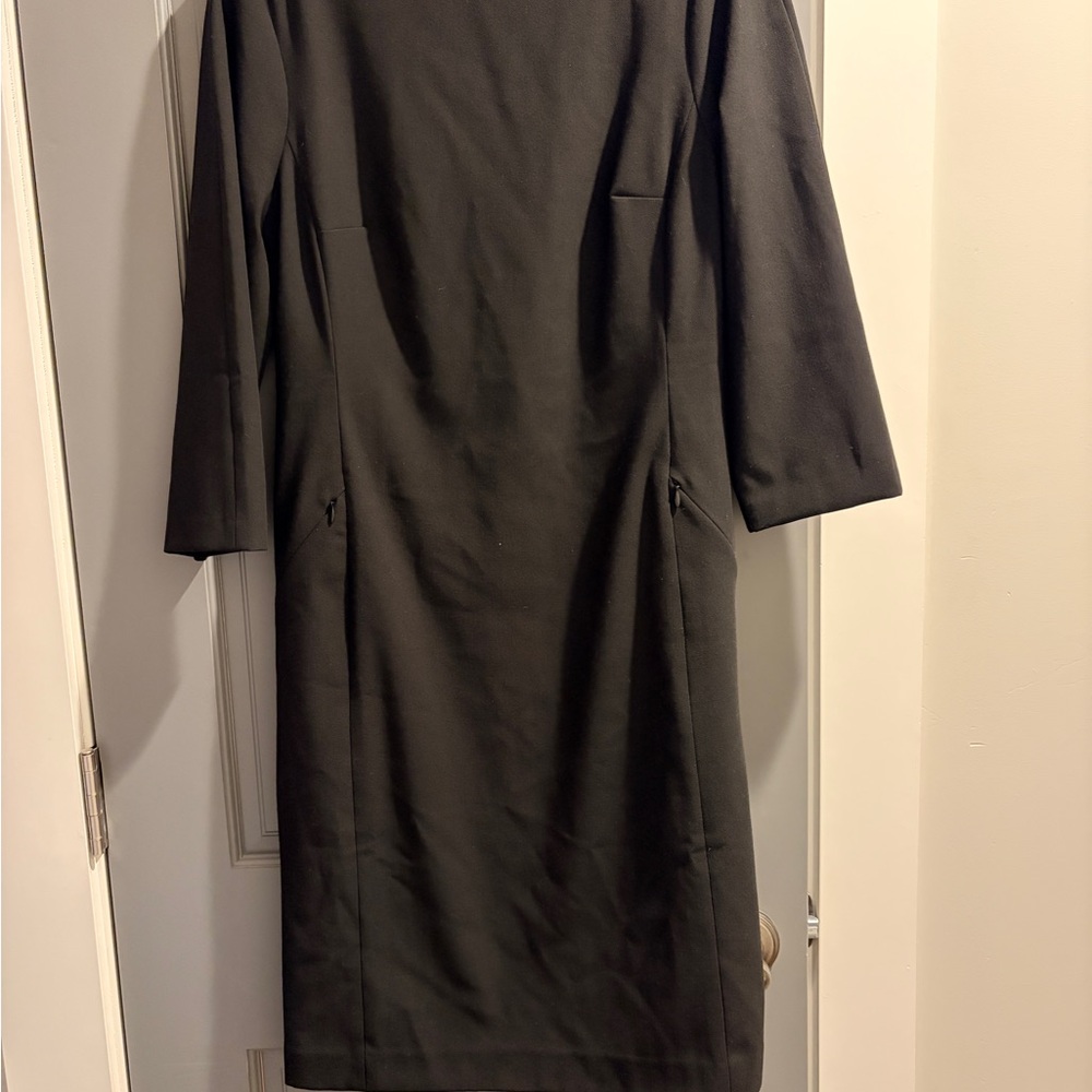 Ann Taylor Black Sheath Dress | 3/4 Sleeve | Zip Pockets | Size 0